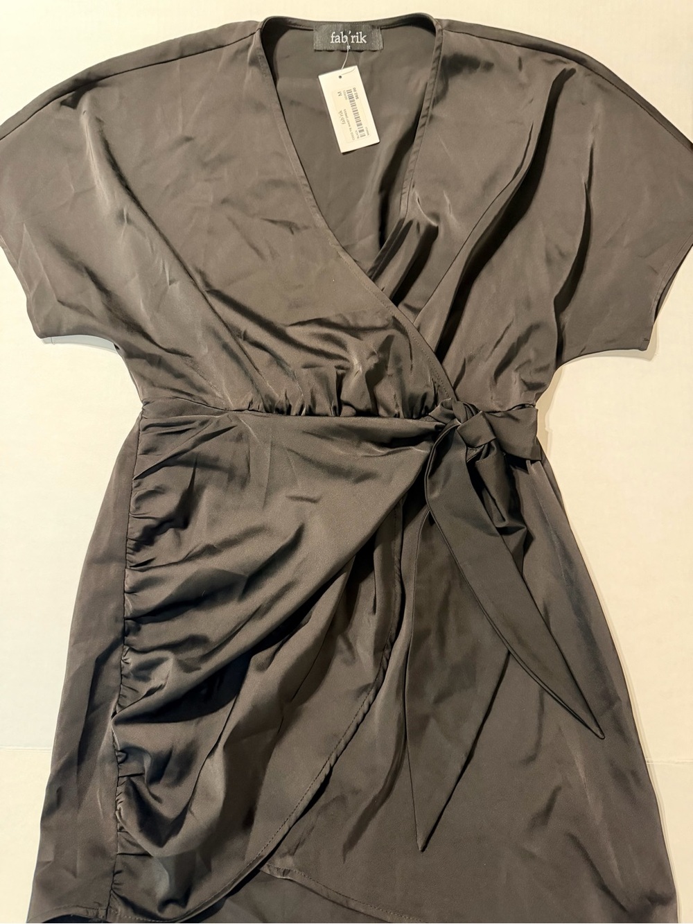 fab'rik Black Wrap Mini Dress NWT